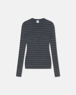 Nanushka Ariyah - Striped Terry Merino Top - Grey Stripe -Nanushka Sale Store NW25PFTP03794ARIYAH GREYSTRIPE TERRYMERINO