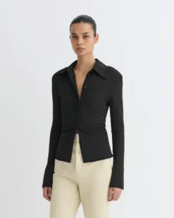 Nanushka Idana - Mesh Jersey Shirt - Antracite/Black