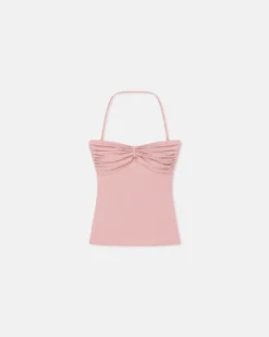 Nanushka Rissa - Halter Neck Mesh Jersey Top - Pink -Nanushka Sale Store NW25PFTP07331RISSA PINK MESHJERSEY