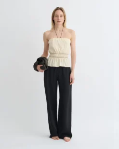 Nanushka Rosey - Glass Poplin Bandeau Top - Oat -Nanushka Sale Store NW25PFTP09872 1