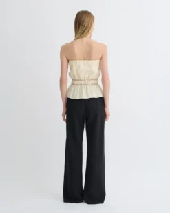 Nanushka Rosey - Glass Poplin Bandeau Top - Oat -Nanushka Sale Store NW25PFTP09872 2