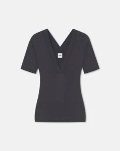 Nanushka Akka - Wool Jersey Henley Top - Grey 9 Nanushka Akka - Wool Jersey Henley Top - Grey -Nanushka Sale Store NW25PFTP10392AKKA GREY WOOLJERSEY