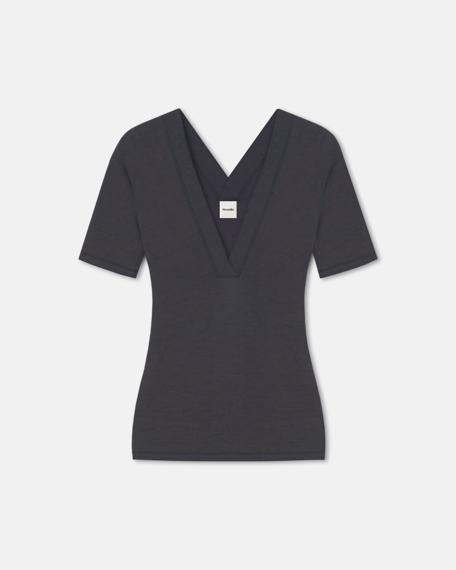 Nanushka Akka - Wool Jersey Henley Top - Grey 5 Nanushka Akka - Wool Jersey Henley Top - Grey - Image 5