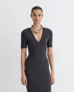 Nanushka Akka - Wool Jersey Henley Top - Grey