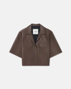 Nanushka Maisie - Regenerated Leather Shirt - Chocolate 9 Nanushka Maisie - Regenerated Leather Shirt - Chocolate -Nanushka Sale Store NW25PFTP14678MAISIE CHOCOLATE REGENERATEDLEATHER