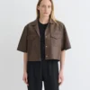 Nanushka Maisie - Regenerated Leather Shirt - Chocolate