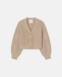 Nanushka Karolin - Cropped Cashmere-Blend Cardigan - Oatmeal -Nanushka Sale Store NW25RSCA11974 KAROLIN OATMEAL CASHMERE BLEND