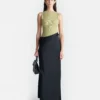Nanushka Cobee - Ribbed Jersey And Slip Satin Dress - Black/Olive Green