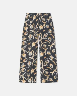 Nanushka Brenda - Printed Silk Twill Pants - Black Floral -Nanushka Sale Store NW25SSPA01299BRENDA BLACKFLORAL TWILLSILK
