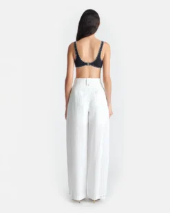 Nanushka Jenci - Pleated Wide-Leg Pants - White 6 Nanushka Jenci - Pleated Wide-Leg Pants - White -Nanushka Sale Store NW25SSPA26600JENCI WHITE STRIPESHIRTING 3