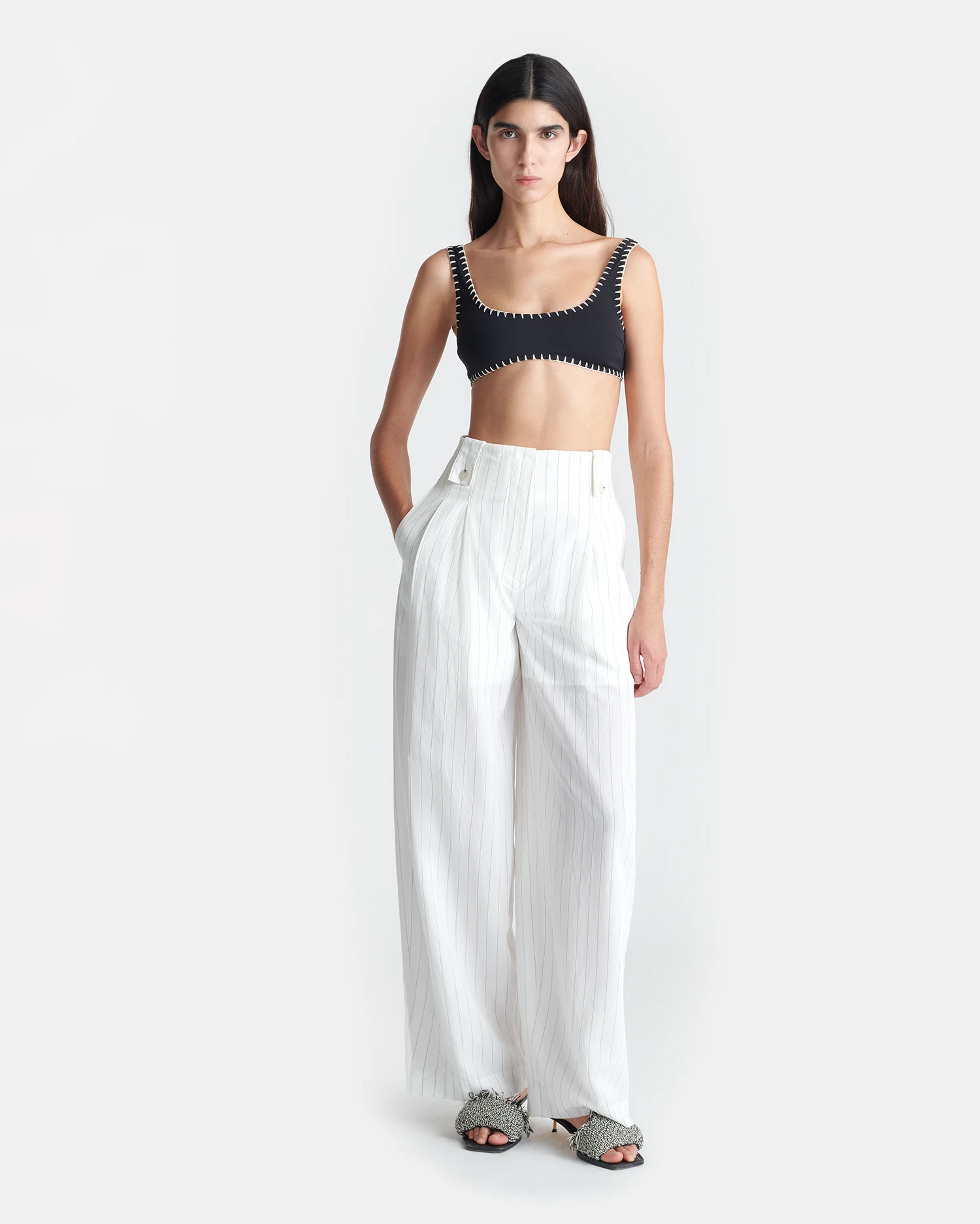 Nanushka Jenci - Pleated Wide-Leg Pants - White 1 Nanushka Jenci - Pleated Wide-Leg Pants - White