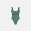 Nanushka Sorena - Crocheted Cut-Out Swimsuit - Sea Green/Black