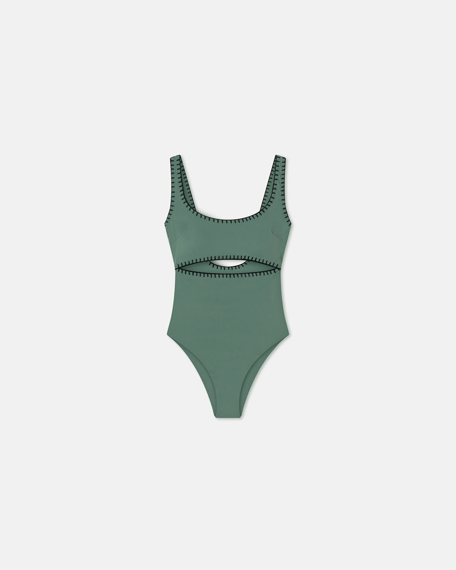 Nanushka Sorena - Crocheted Cut-Out Swimsuit - Sea Green/Black