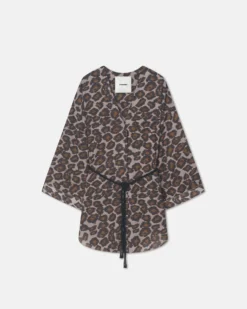 Nanushka Nani - Printed Cotton Voile Top - Crayon Ocelot -Nanushka Sale Store NW25SSTP02395NANI CRAYONOCELOT COTTONVOILE