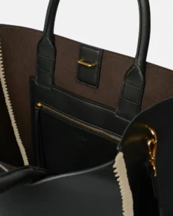 Nanushka The Compass Tote - Crochet Tote Bag - Black/Creme -Nanushka Sale Store THE CROCHET TOTE BLACK BLACK ALT NAPPA 04