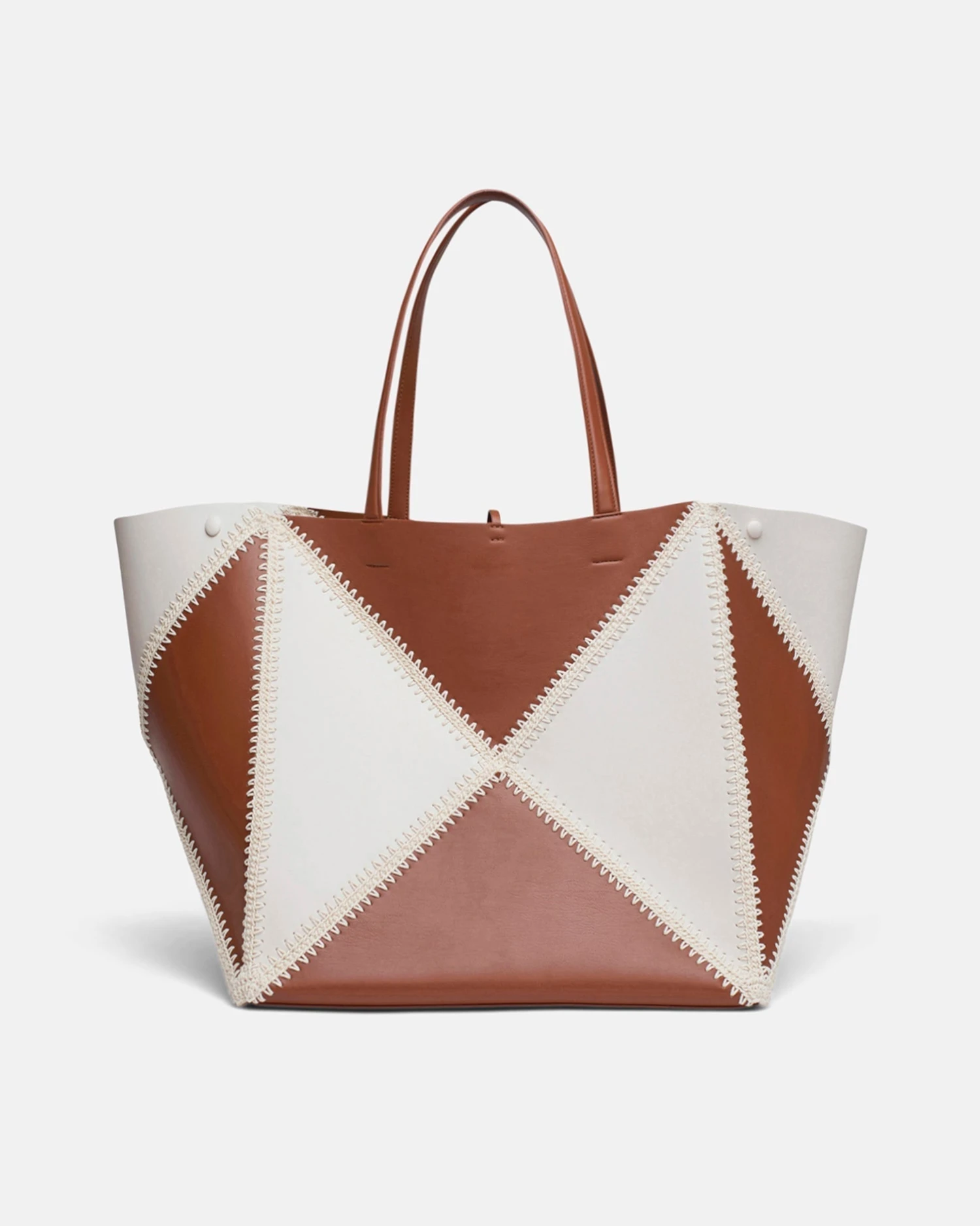 Nanushka Origami Tote Large - Alt-Nappa Crochet Tote - Off White/Tan/Crème - Image 2