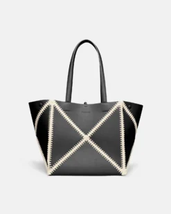 Nanushka Origami Tote - Alt-Nappa Crochet Tote - Black/Crème