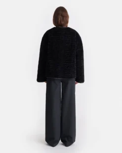 Nanushka Panka - Reversible Bonded Shearling Jacket - Black/Black -Nanushka Sale Store nani11264633